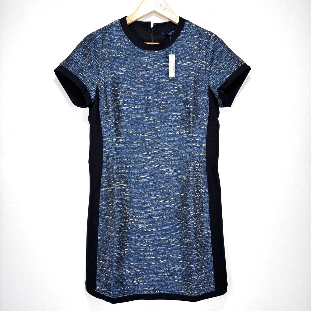 Madewell Shimmerweave Colorblock Dress Women Size 6 Blue Black Short Sleeve NWT - Picture 10 of 10